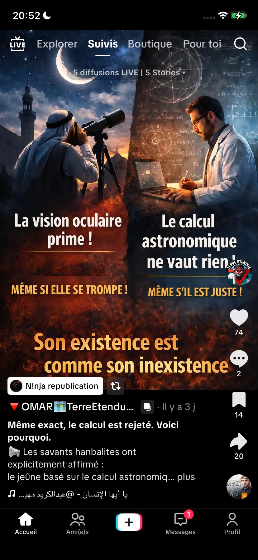 Première capture du carrousel sur le calcul astronomique et le jeûne
